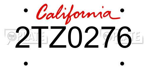2TZ0276 California License Plate