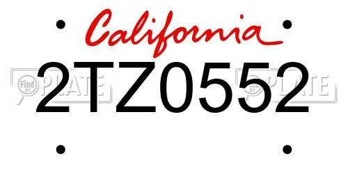 2TZ0552 California License Plate
