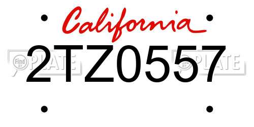 2TZ0557 California License Plate