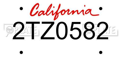 2TZ0582 California License Plate
