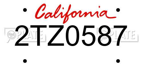 2TZ0587 California License Plate