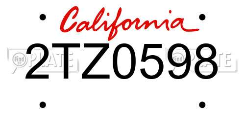 2TZ0598 California License Plate