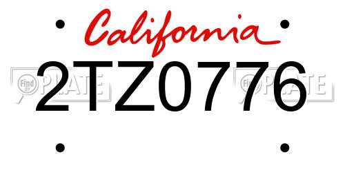 2TZ0776 California License Plate