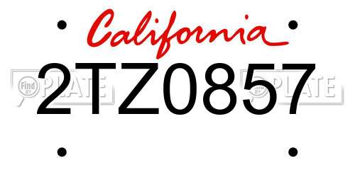 2TZ0857 California License Plate