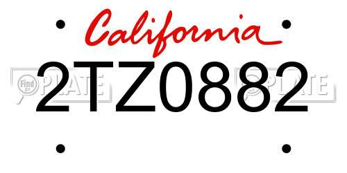 2TZ0882 California License Plate