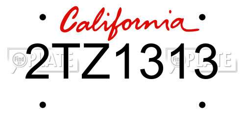 2TZ1313 California License Plate