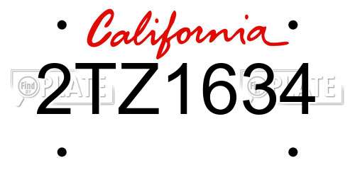 2TZ1634 California License Plate