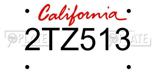 2TZ513 California License Plate