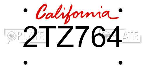 2TZ764 California License Plate