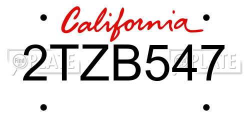 2TZB547 California License Plate