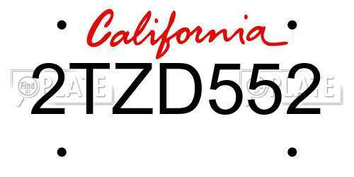 2TZD552 California License Plate