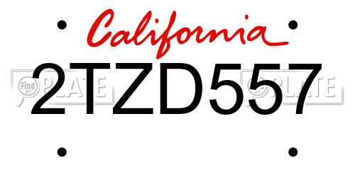 2TZD557 California License Plate