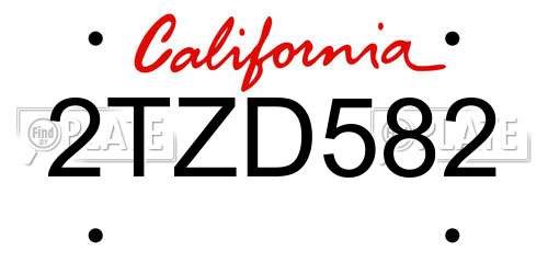 2TZD582 California License Plate