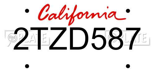 2TZD587 California License Plate