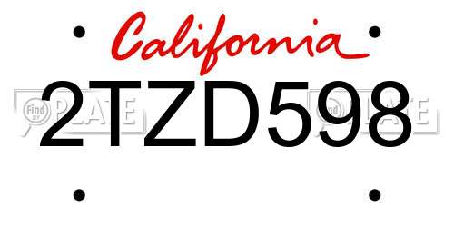 2TZD598 California License Plate