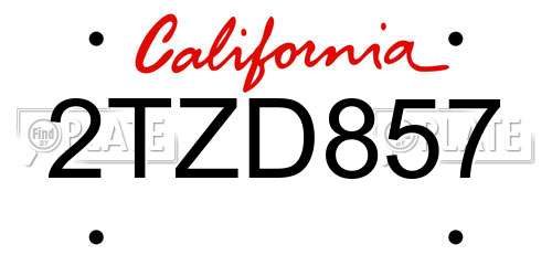 2TZD857 California License Plate