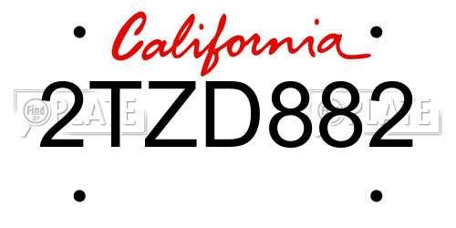 2TZD882 California License Plate