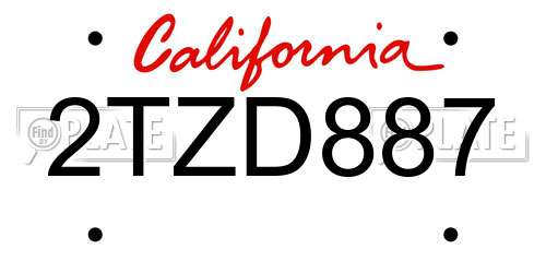 2TZD887 California License Plate