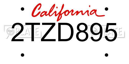 2TZD895 California License Plate