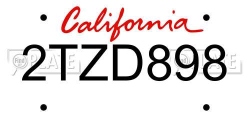2TZD898 California License Plate