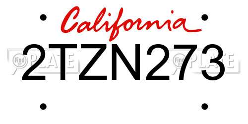 2TZN273 California License Plate