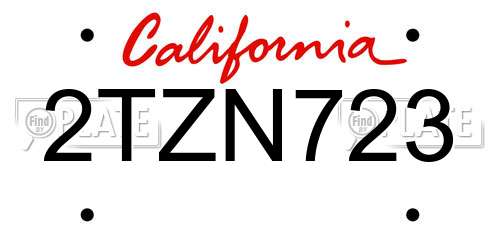 2TZN723 California License Plate