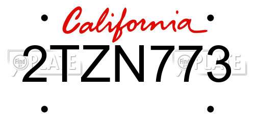 2TZN773 California License Plate