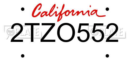 2TZO552 California License Plate