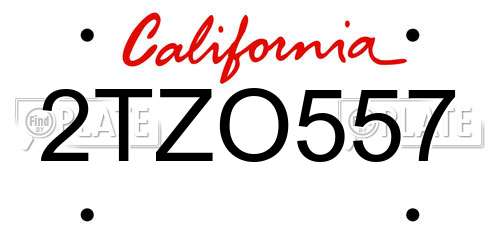 2TZO557 California License Plate
