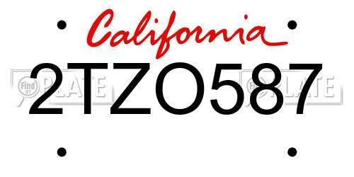 2TZO587 California License Plate