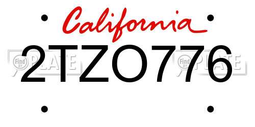 2TZO776 California License Plate
