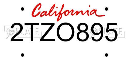 2TZO895 California License Plate