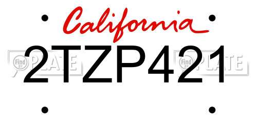 2TZP421 California License Plate