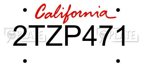 2TZP471 California License Plate