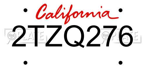 2TZQ276 California License Plate