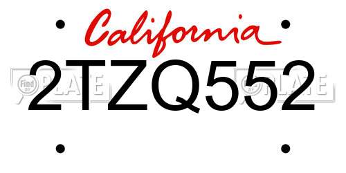 2TZQ552 California License Plate