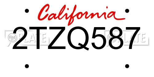2TZQ587 California License Plate
