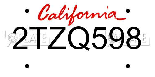 2TZQ598 California License Plate