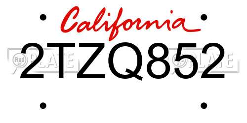 2TZQ852 California License Plate