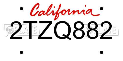 2TZQ882 California License Plate
