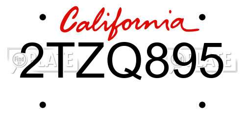 2TZQ895 California License Plate