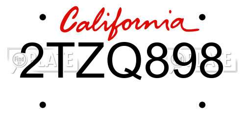 2TZQ898 California License Plate