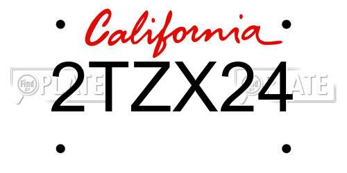2TZX24 California License Plate