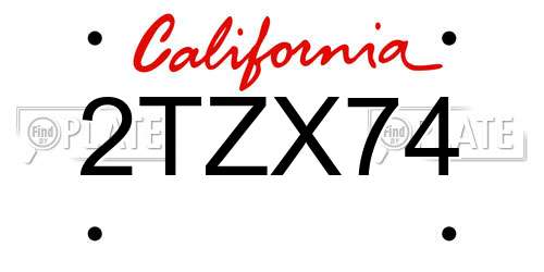 2TZX74 California License Plate