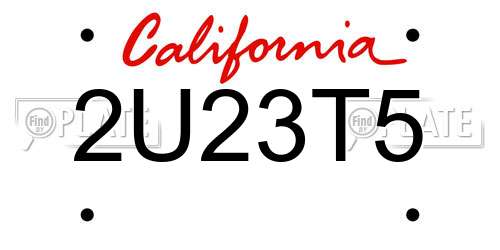 2U23T5 California License Plate