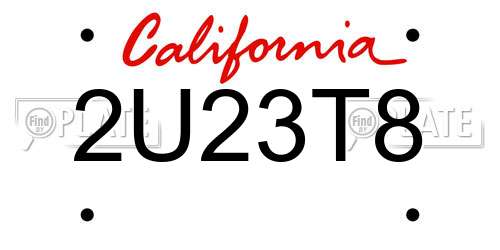 2U23T8 California License Plate