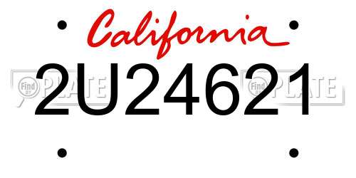2U24621 California License Plate