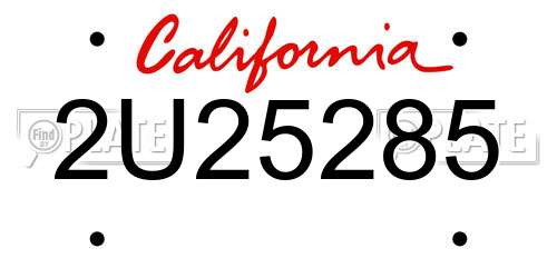 2U25285 California License Plate