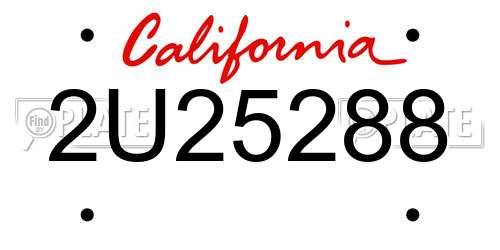 2U25288 California License Plate