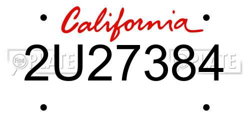 2U27384 California License Plate